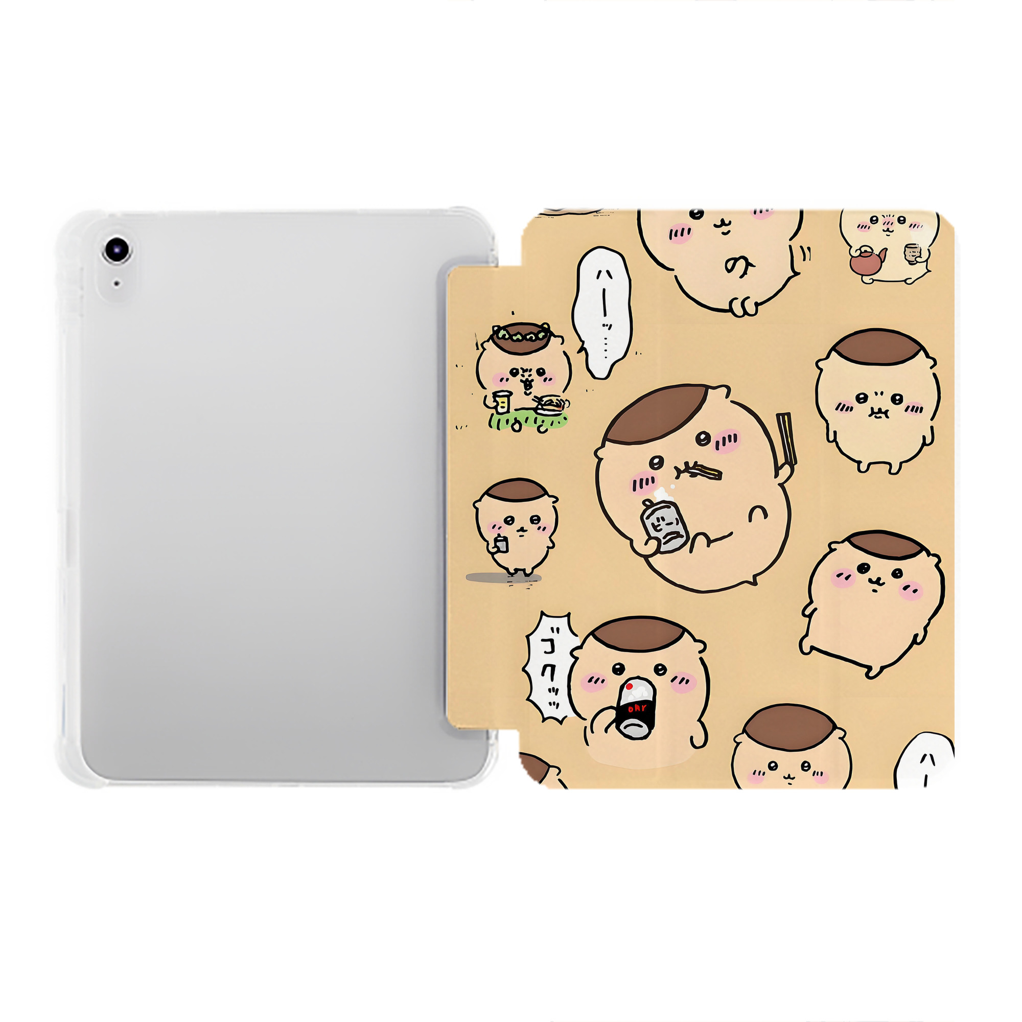 （画像用） ちいかわ Chii-kawa IPad ケース ペン収納付き 三つ折りスタンド PUレザー×シリコン 対応機種9.5/10.5/10.9インチ